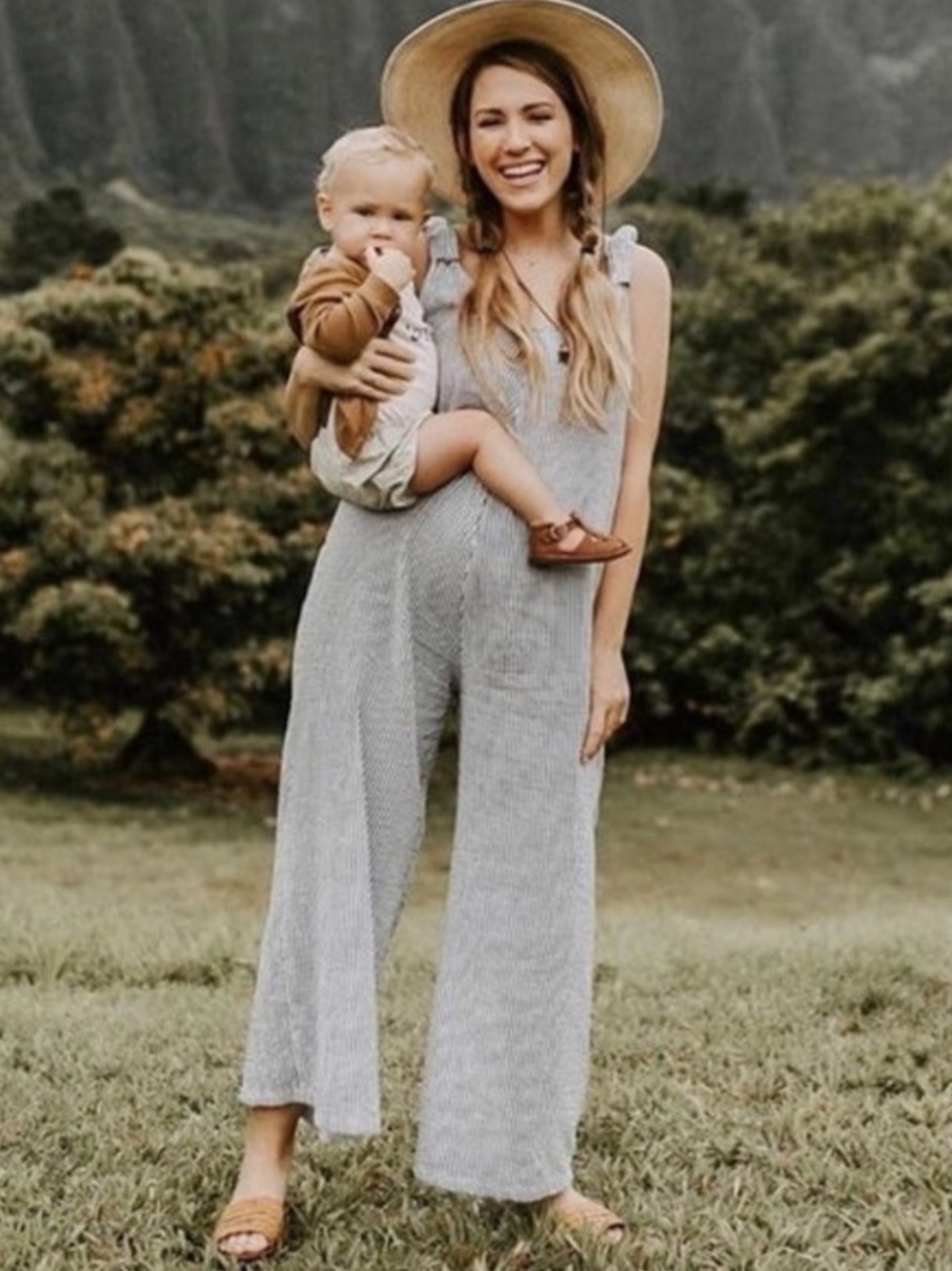 Beachwood Baby 100% Cotton The Everyday Jumpsuit Striped Wide Leg XS Maternity
